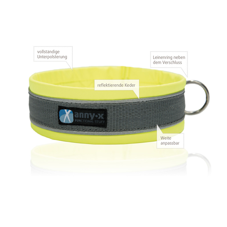 Anny·X Steckhalsband Fun Protect Leuchtgelb | Gepolstertes Hundehalsband | Gr. 1 (27-33 cm)