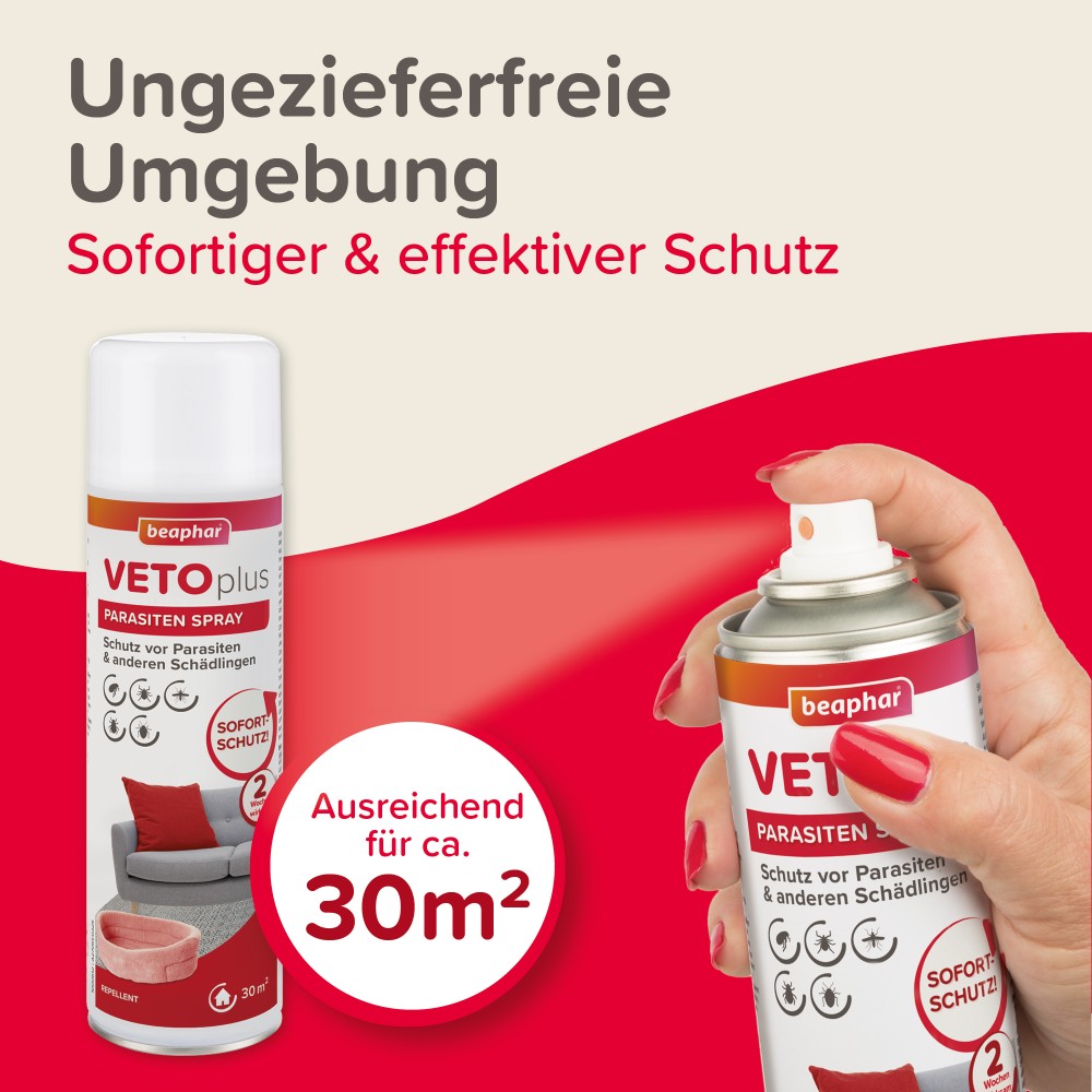Beaphar VETOplus Parasiten Spray | Sofortschutz gegen Ungeziefer | Spraydose 400 ml