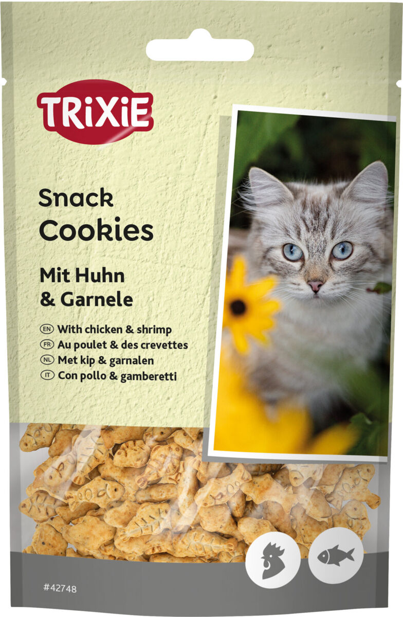 Trixie Cookies mit Huhn & Garnele | Schmackhafter Snack für Katzen | Ergänzungsfutter Beutel 50 g