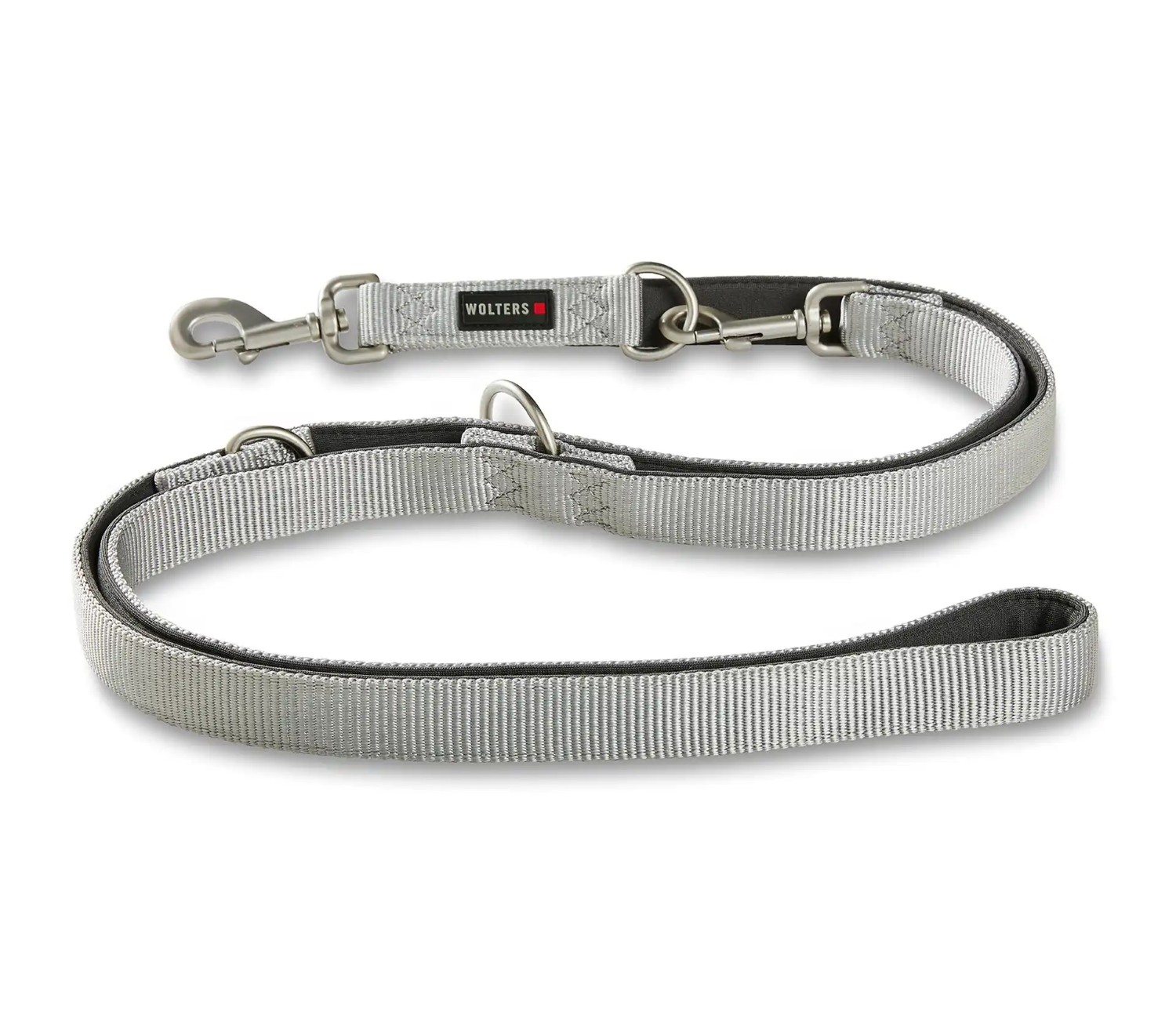 WOLTERS Professional Comfort Führleine Silbergrau | dreifach verstellbar, extra gepolstert | Größe S (200 cm x 1,0 cm)