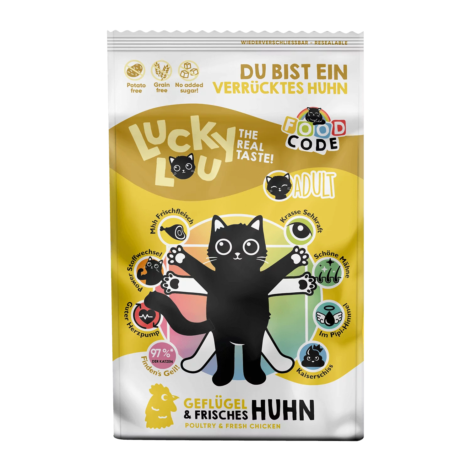 Lucky Lou® Food Code Adult Probier-Paket | Premium Trockenfutter für Katzen (4 Sorten, je 750 g)