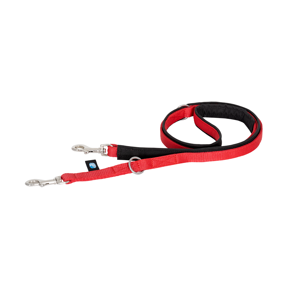 Anny·X Führleine Bolt Fun | verstellbare Hundeleine | gepolsterte Leine mit Bolzenkarabiner | Größe Middle - Farbe Schwarz-Rot