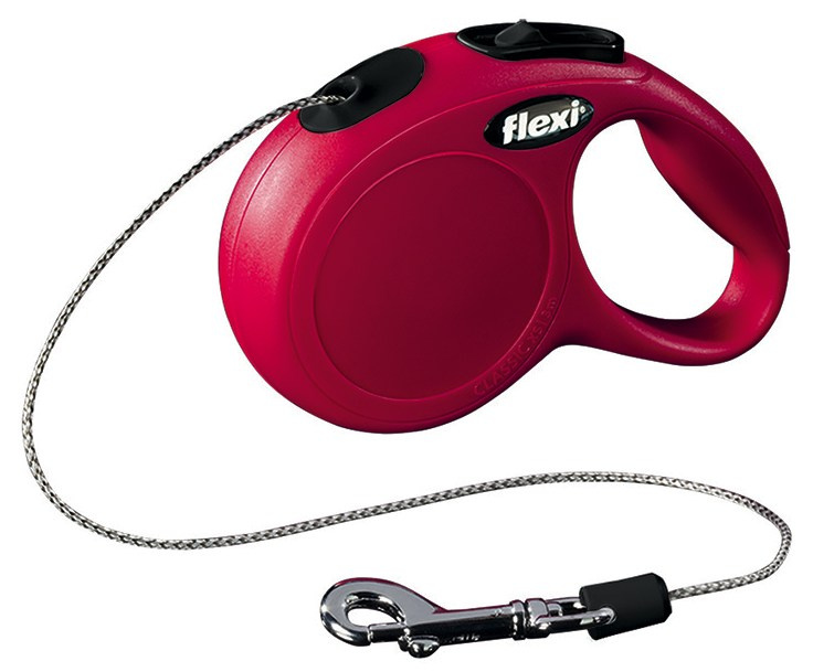 flexi® New Classic Leine | Rollleine für Hunde  | Farbe Rot | Seillänge 3 mtr. | Größe XS für Hunde bis 8 kg