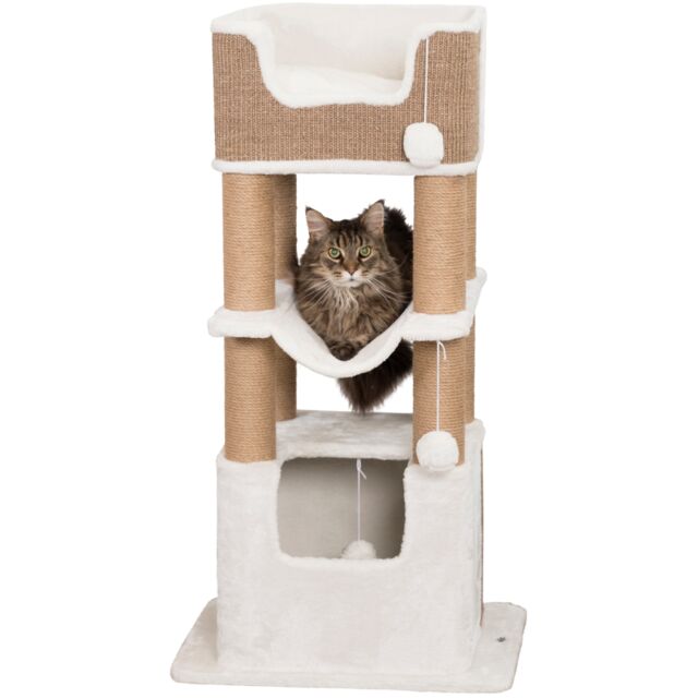 Trixie Kratzbaum XXL Lucano | besonders für große Katzen geeignet | Farben Weiß-Taupe  Höhe 110 cm