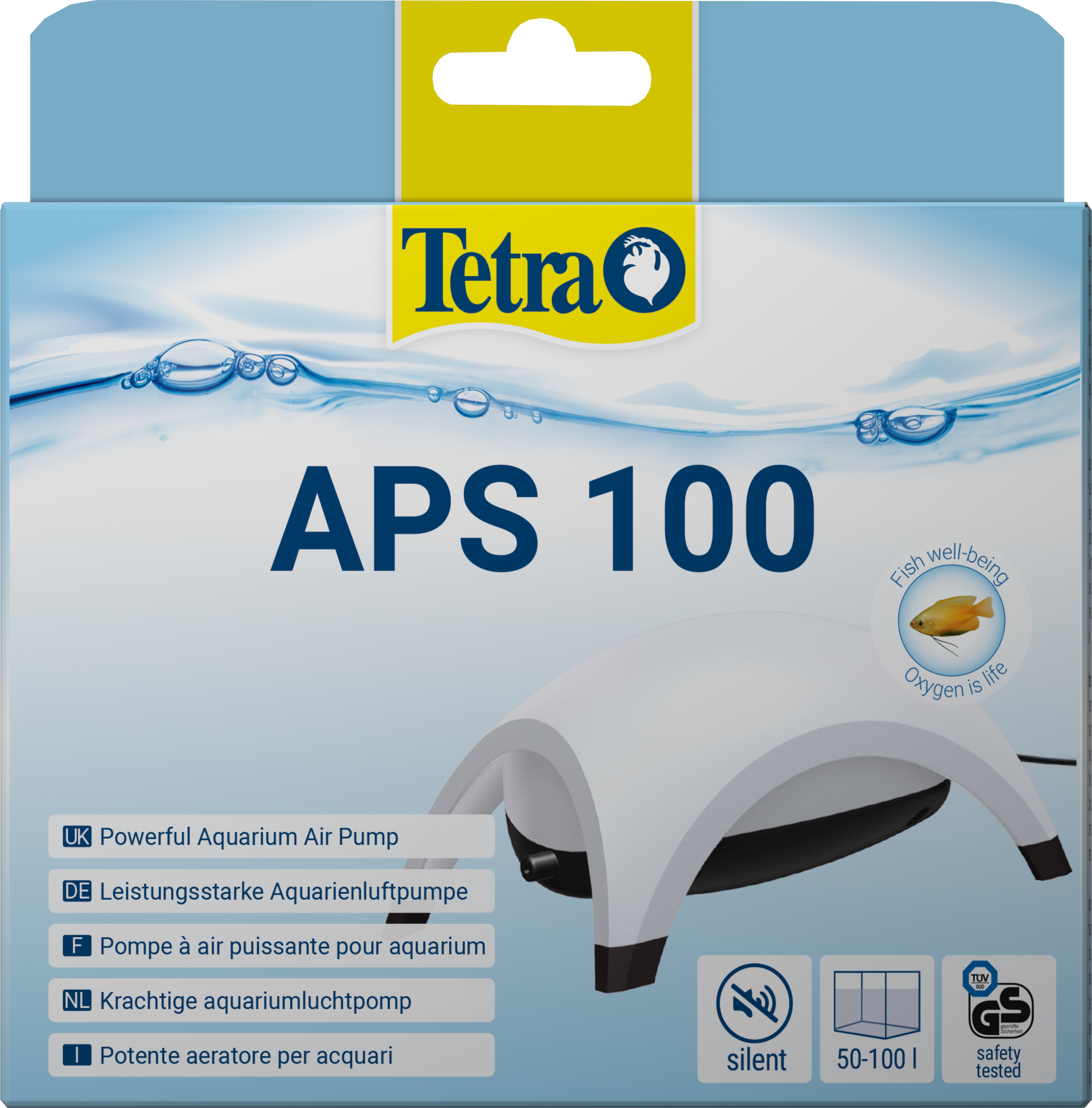Tetra APS Aquarienluftpumpe bis 100 l Aquariumgröße | Extrem leise & leistungsstark | APS100 Weiß