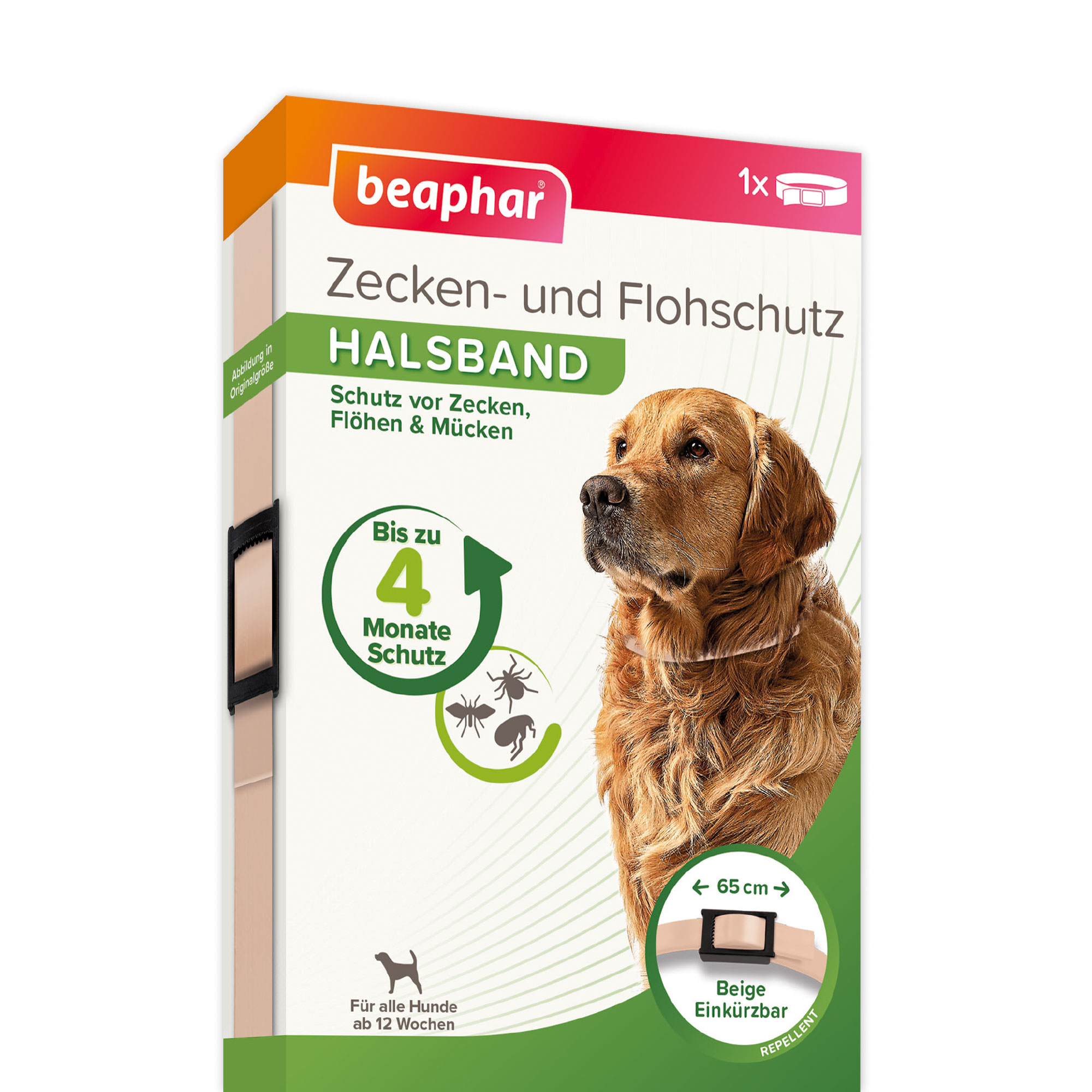 Beaphar Zecken- und Flohschutz Halsband | Länge 65 cm | Farbe Beige