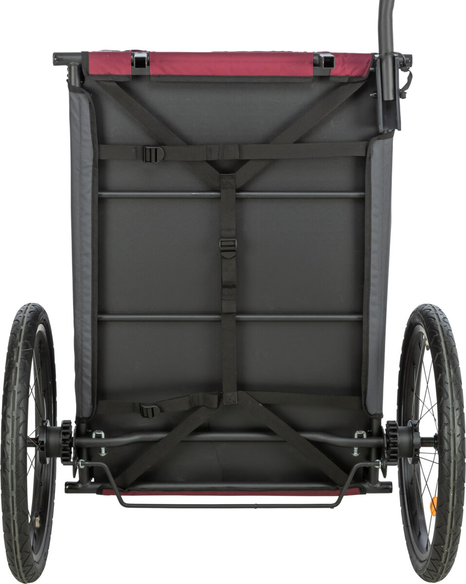 Trixie Fahrrad-Anhänger für Hunde Grau-Rot | Zusammenklappbar inklusive Anhängerkupplung | Größe M - Model 12781