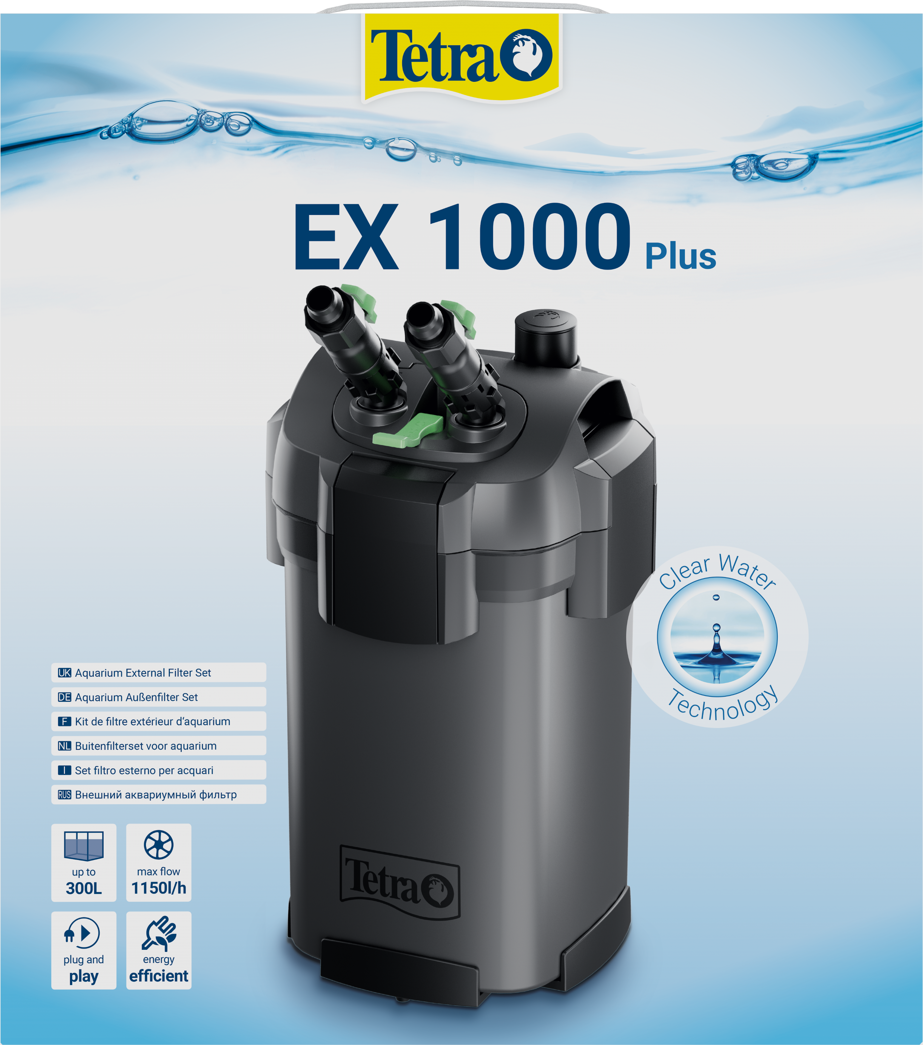 Tetra Aquarium Außenfilter EX 1000 Plus | leistungsstarker Filter für Aquarien bis 300 L | Kristallklares fischgerechtes Wasser, Innenbereich