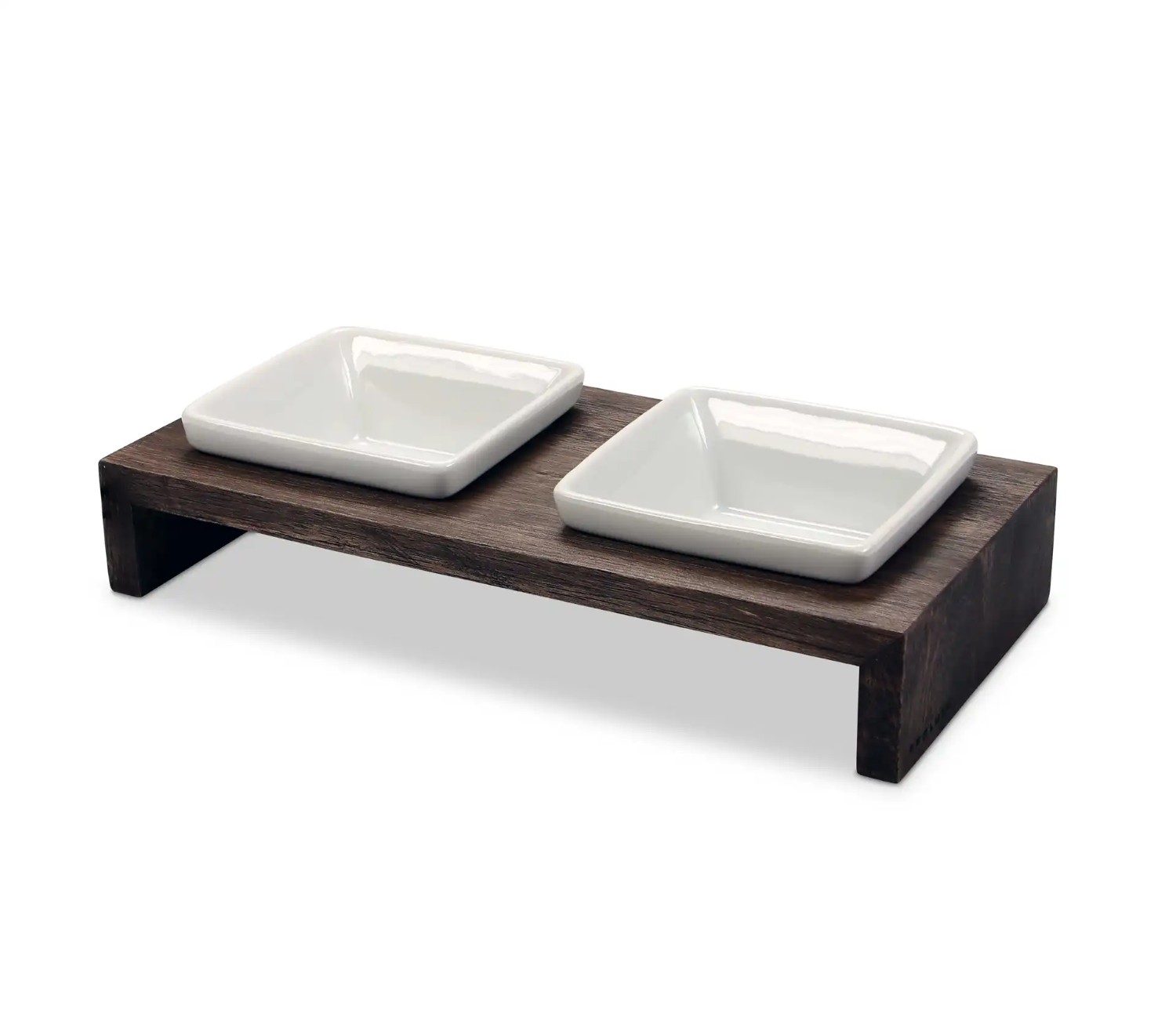 Wolters Meshidai True Doppelnapf Walnuss | Holzgestell mit Futterschalen aus Keramik | Größe XS - 2 x 0,2 l (30 x 15 x 7 cm)