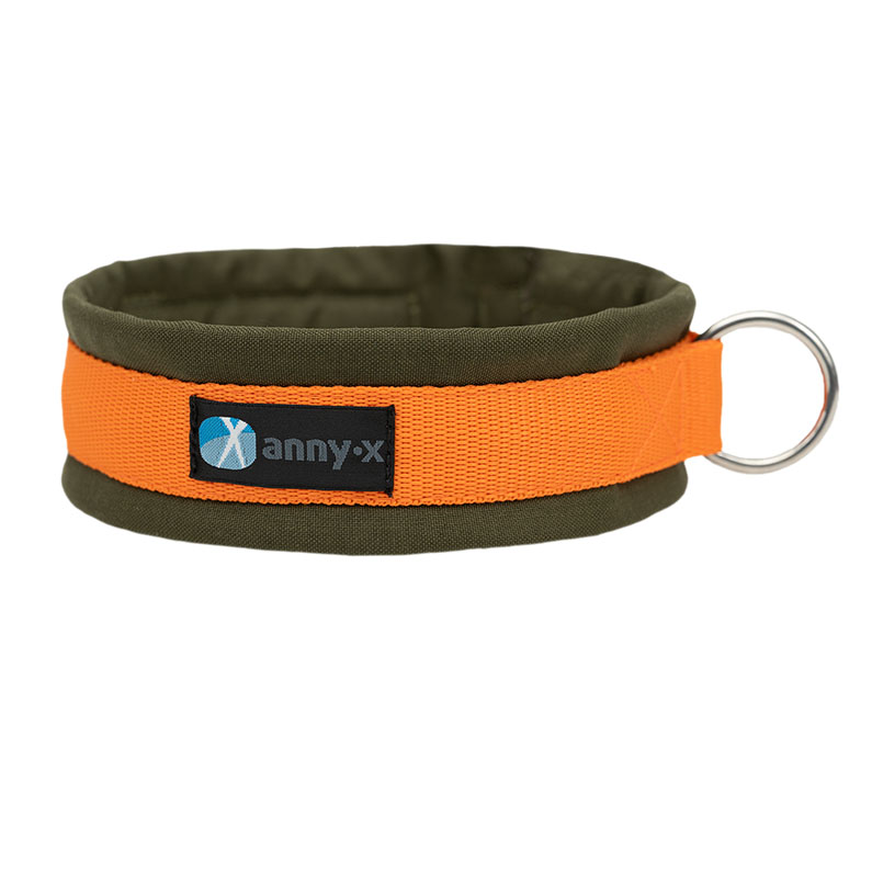 Anny·X Steckhalsband Fun Oliv-Orange | Gepolstertes Hundehalsband | Größe 2 (27-33 cm)