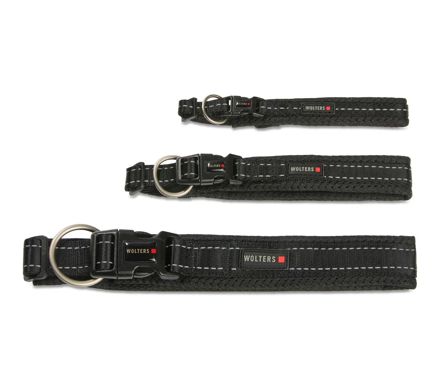 Wolters Halsband Light Mesh Schwarz | Hundehalsband mit Sicherheitsverschlüssen | Größe L (Länge 50-57 cm)