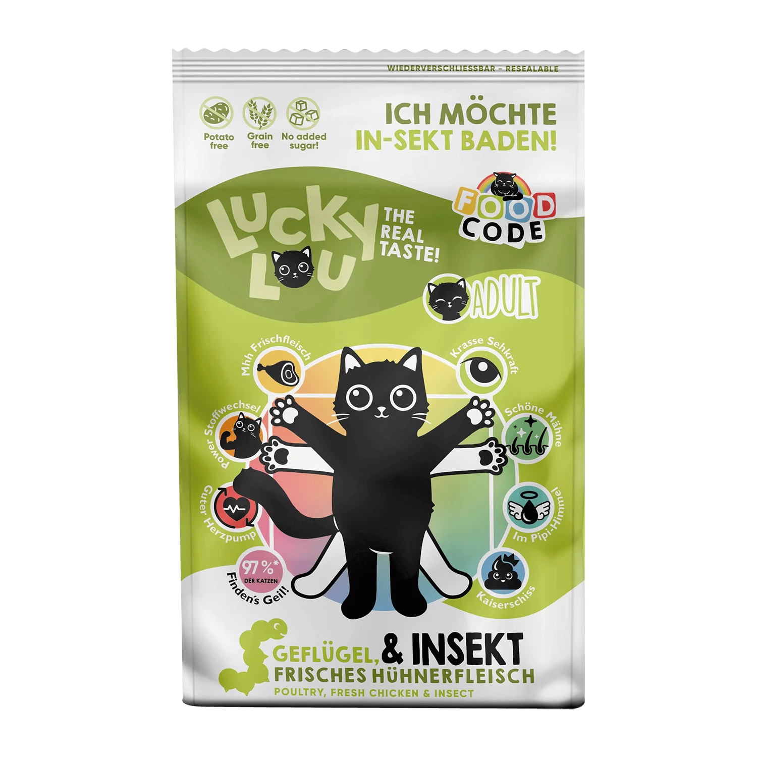 Lucky Lou® Food Code Adult Probier-Paket | Premium Trockenfutter für Katzen (4 Sorten, je 750 g)
