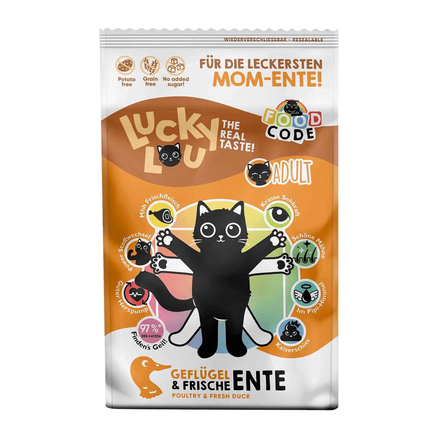 Lucky Lou® Food Code Adult Probier-Paket | Premium Trockenfutter für Katzen (4 Sorten, je 750 g)