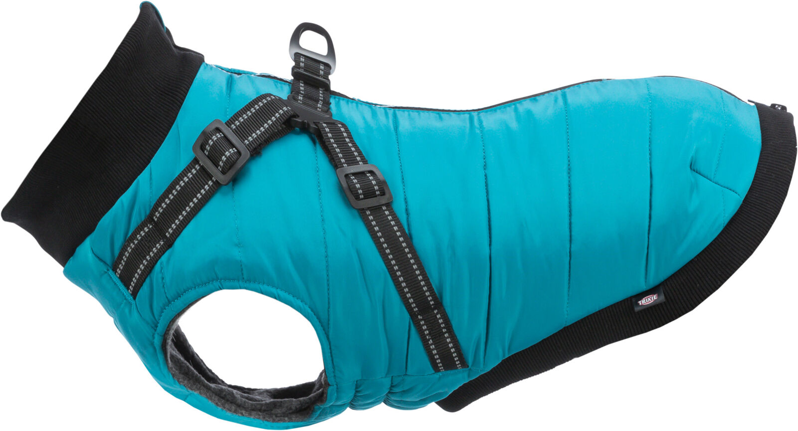 Trixie Wintermantel Pontis | Geschirr-Mantel für Hunde – warm, wasserabweisend | Farbe Aqua - Gr. XS 24 cm Rückenlänge