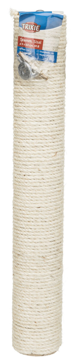TRIXIE Ersatz-Stamm  | Stamm für Kratzbäume mit Sisal Kordel ummantelt | Ø 9 cm x 60 cm | Gewinde M8