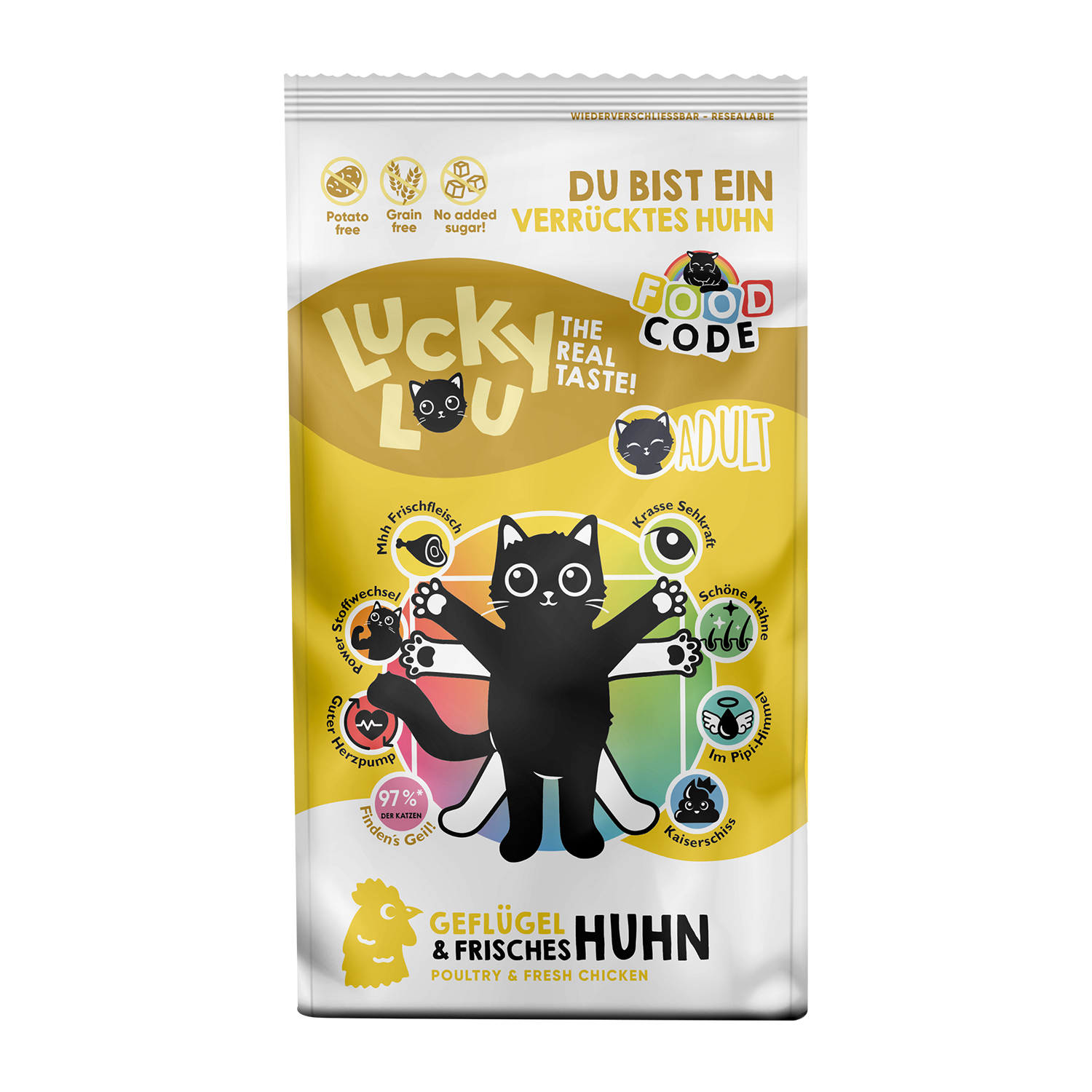Lucky Lou® Food Code Adult Probier-Paket | Premium Trockenfutter für Katzen (4 Sorten, je 340 g)