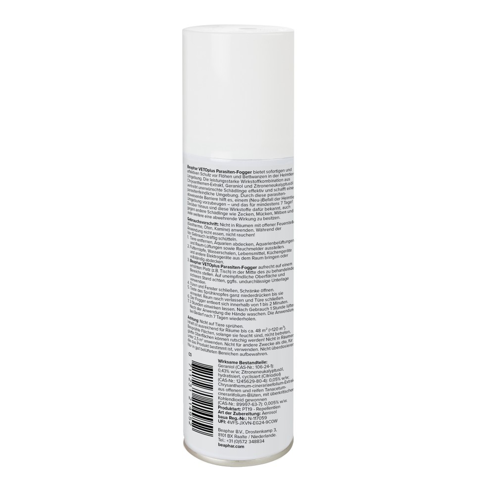 Beaphar VETOplus Parasiten-Fogger 200 ml | Floh- & Bettwanzenbekämpfung für Zuhause | 1 * 200 ml Dose