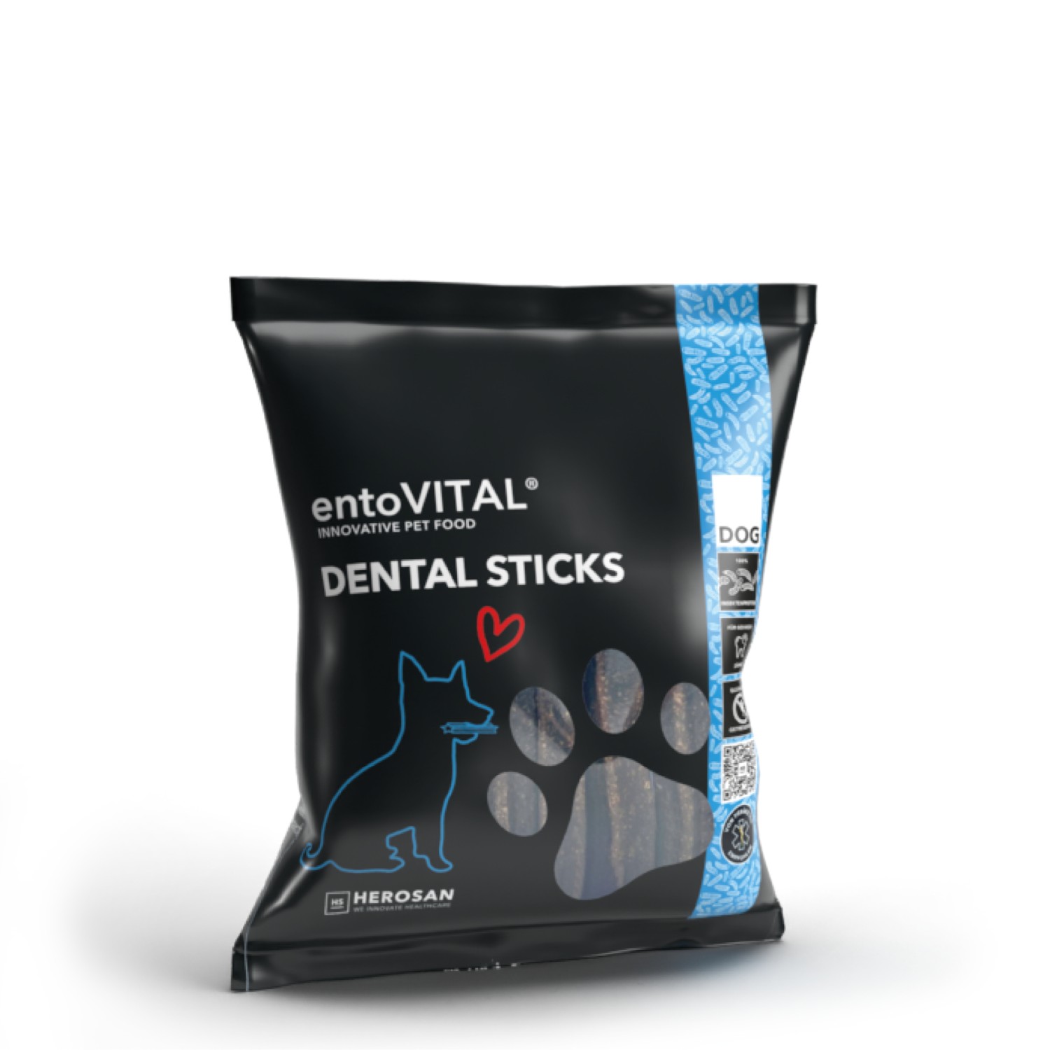 entoVITAL® DOG Dental Sticks | Hypoallergenes Kauvergnügen mit Zahnputzeffekt | 85 g Beutel