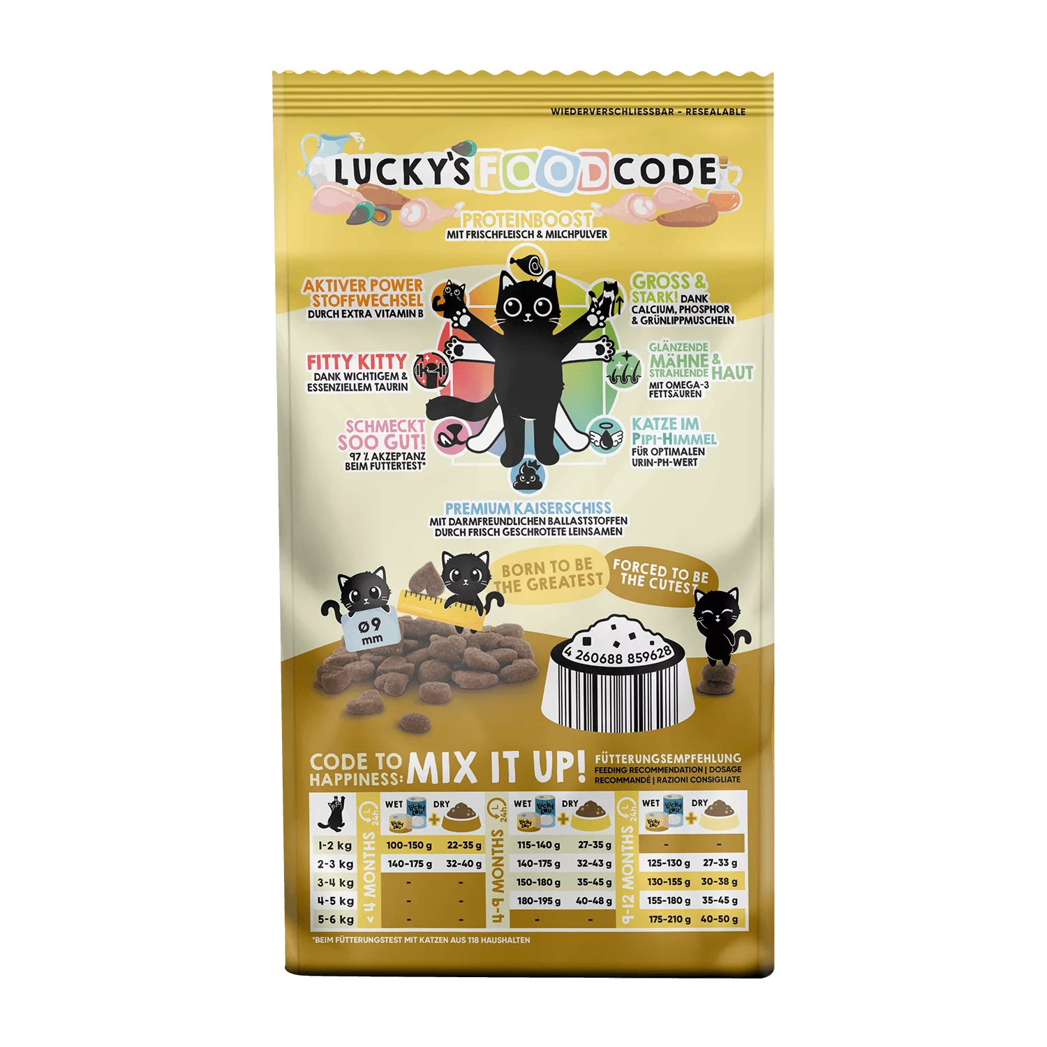 Lucky Lou® Food Code Lifestage | Premium Trockenfutter für Katzen | Kitten Geflügel & Huhn | Inhalt 340 g