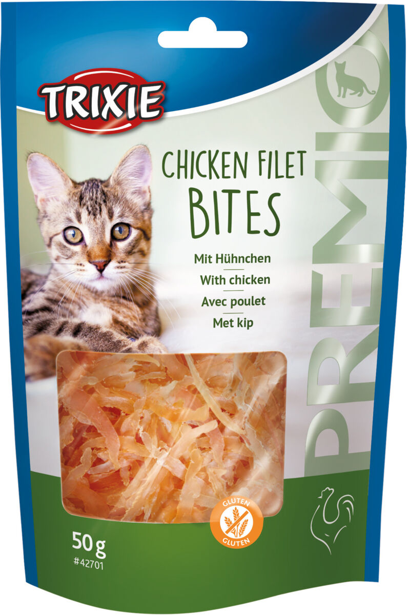Trixie Premio Bites mit Huhn | Belohnung oder kleiner Snack für Katzen | Ergänzungsfutter im Beutel 50 g