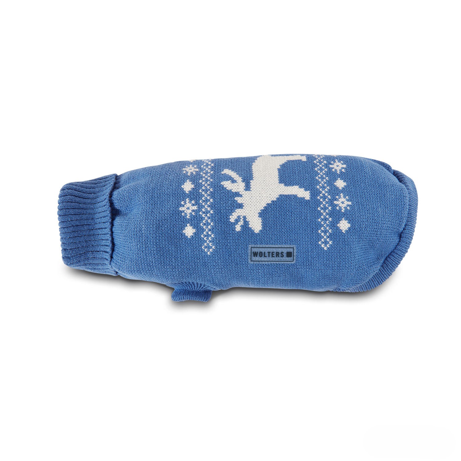 Wolters Strickpullover Elch Blau-Weiß | Hundepullover mit Elch-Strickmuster | Gr. 20 (Rückenlänge 19 - 21 cm)