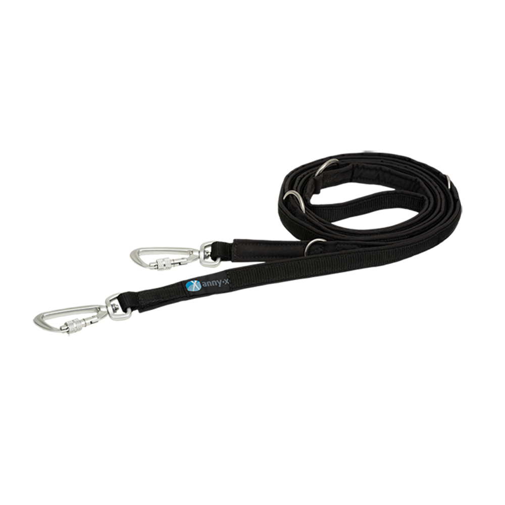 Anny·X Führleine Safety Fun | 4 fach verstellbare Hundeleine gepolstert | Länge 3 m - Farbe Schwarz-Schwarz