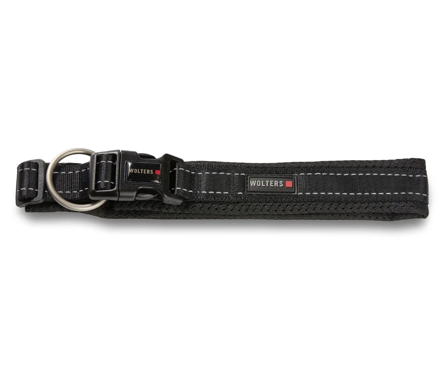 Wolters Halsband Light Mesh Schwarz | Hundehalsband mit Sicherheitsverschlüssen | Größe L (Länge 50-57 cm)