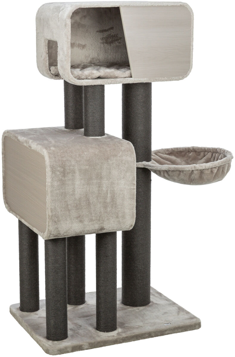 Trixie Kratzbaum Rafael | Robuster Katzenkratzbaum mit Jute-Kratzstämme | Farbe Grau | Maße 78x58x156 cm