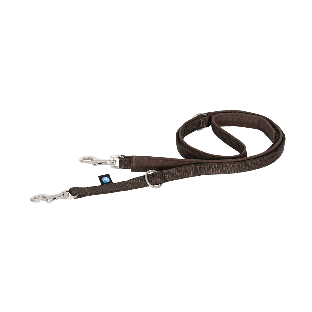 Anny·X Führleine Bolt Fun | verstellbare Hundeleine | gepolsterte Leine mit Bolzenkarabiner | Größe Middle - Farbe Braun-Braun