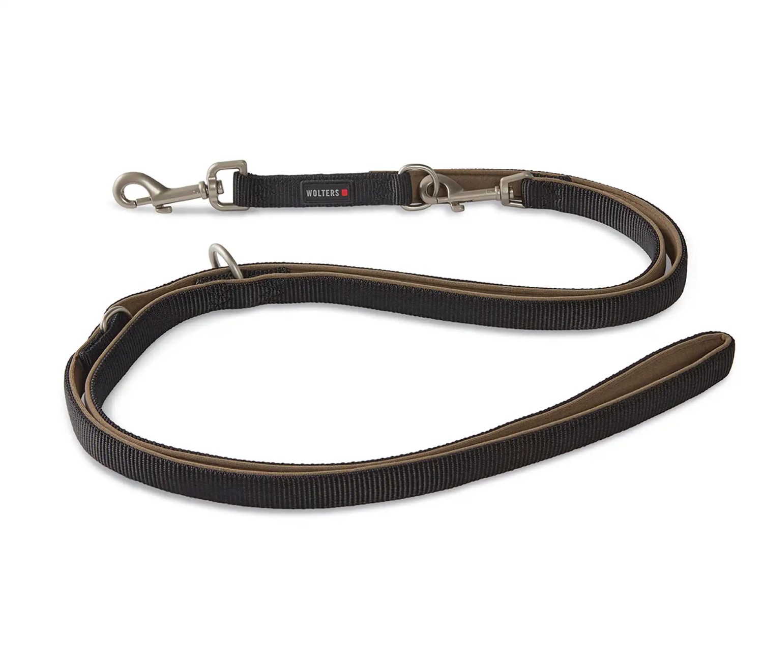 WOLTERS Professional Comfort Führleine Schwarz-Braun | dreifach verstellbar, extra gepolstert | Größe S (200 cm x 1,0 cm)