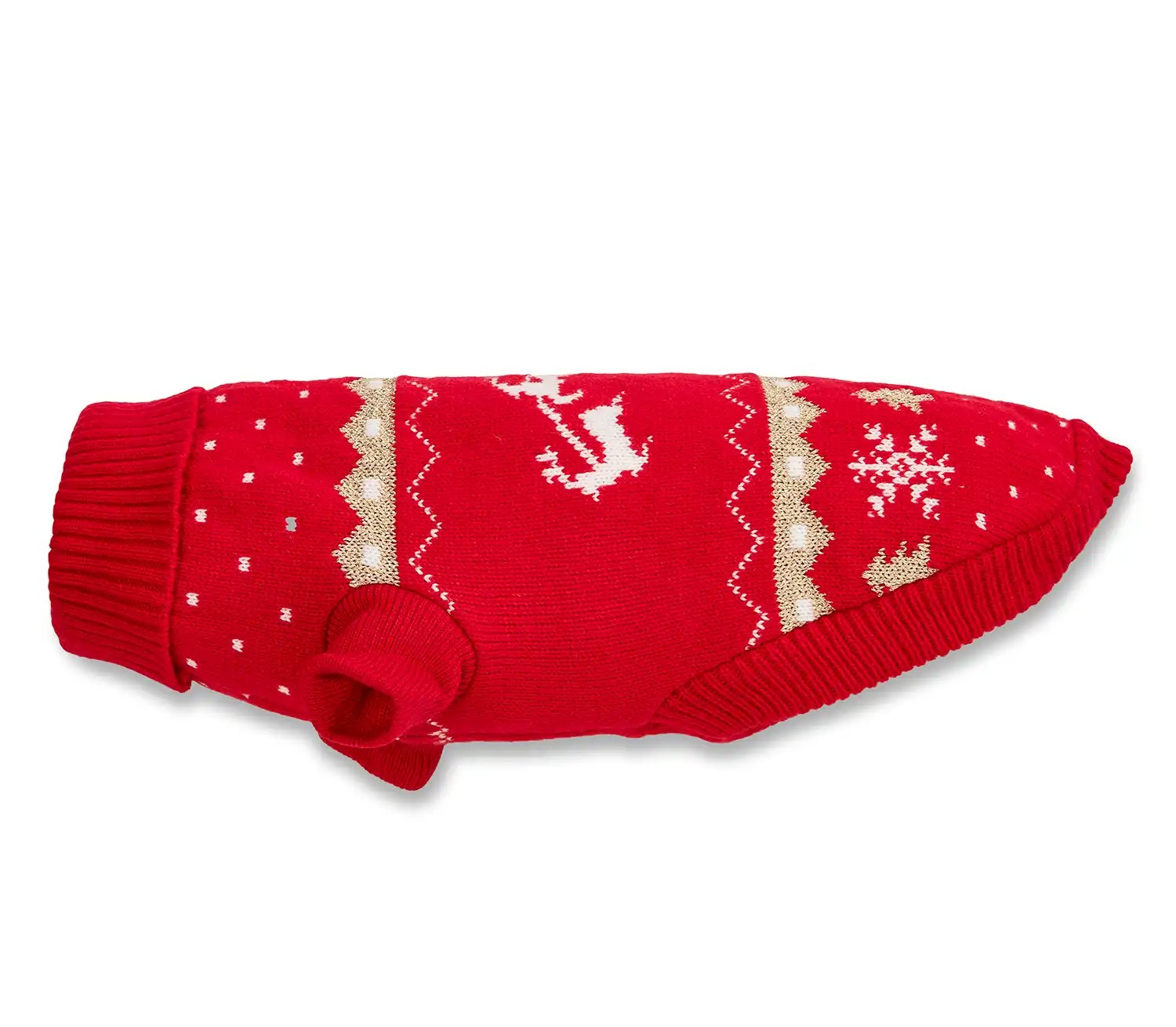 Wolters Strickpullover Santa Rot-Gold | Hundepullover mit weihnachtlichen Strickmuster | verschiedene Größen