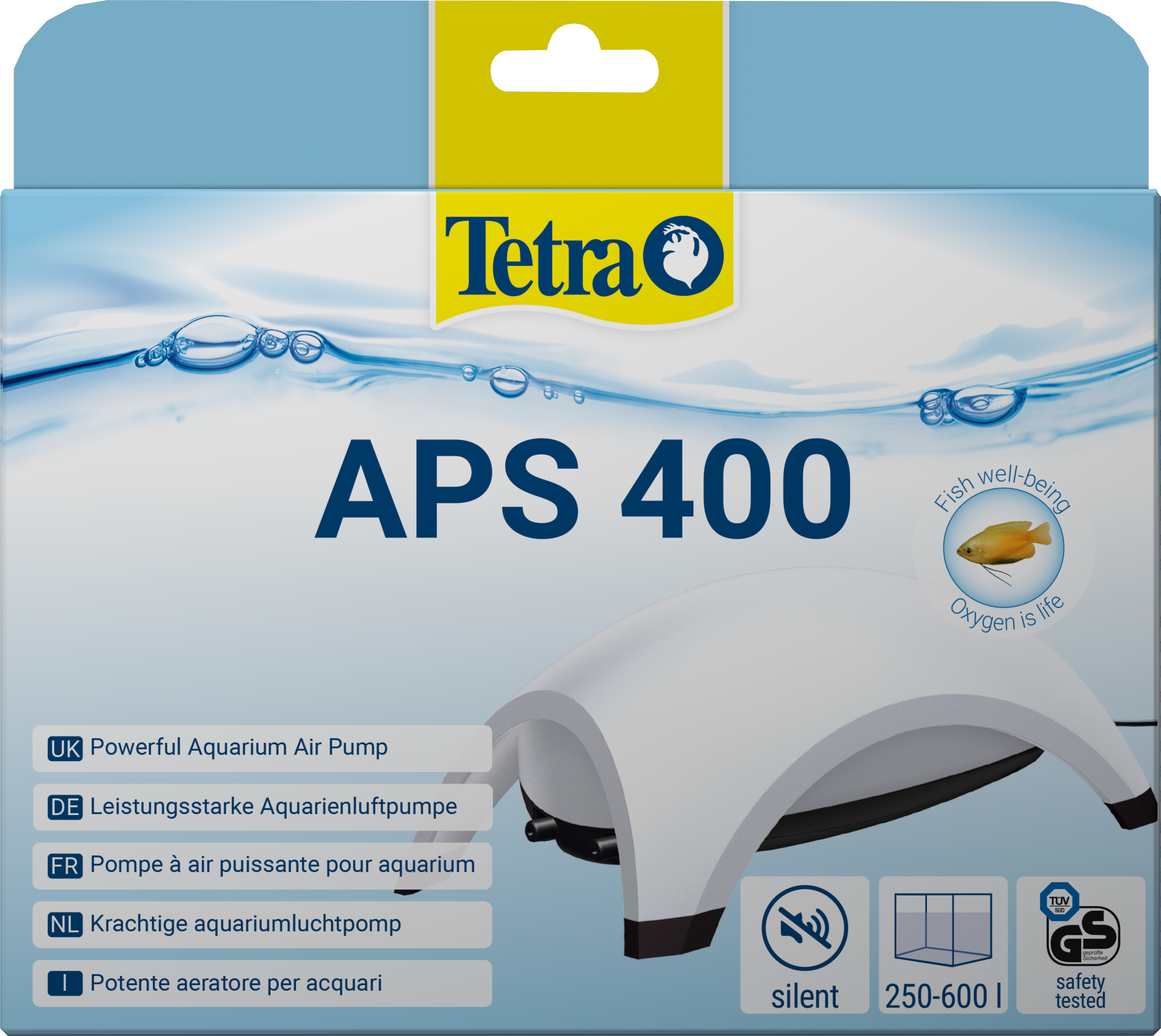 Tetra APS Aquarienluftpumpe bis 600 l Aquariumgröße | Extrem leise & leistungsstark | APS400 Weiß
