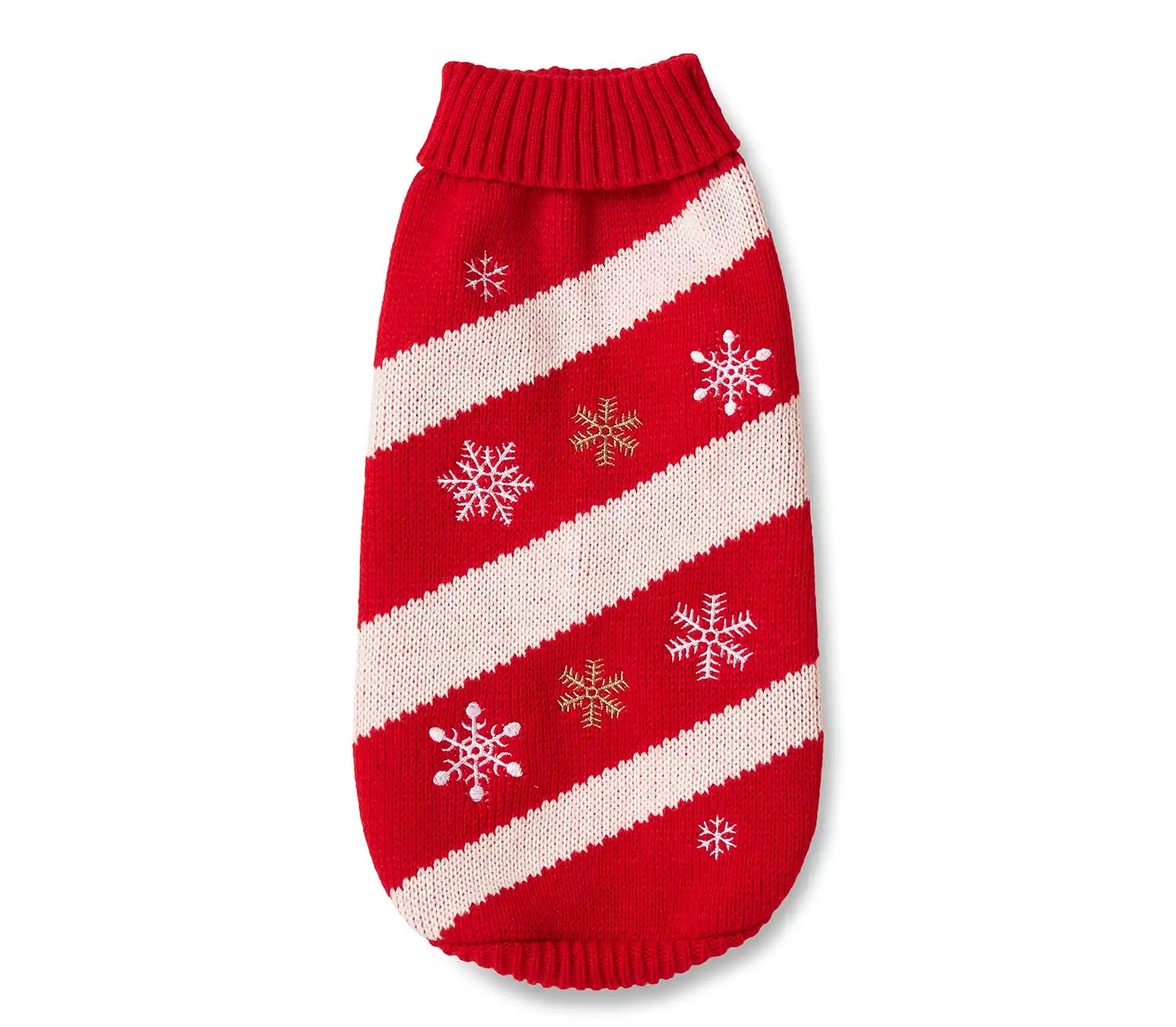 Wolters Strickpullover Frosty Rots-Weiß | Hundepullover mit festlichen Strickmuster | Gr. 20 (Rückenlänge 19 - 21 cm)