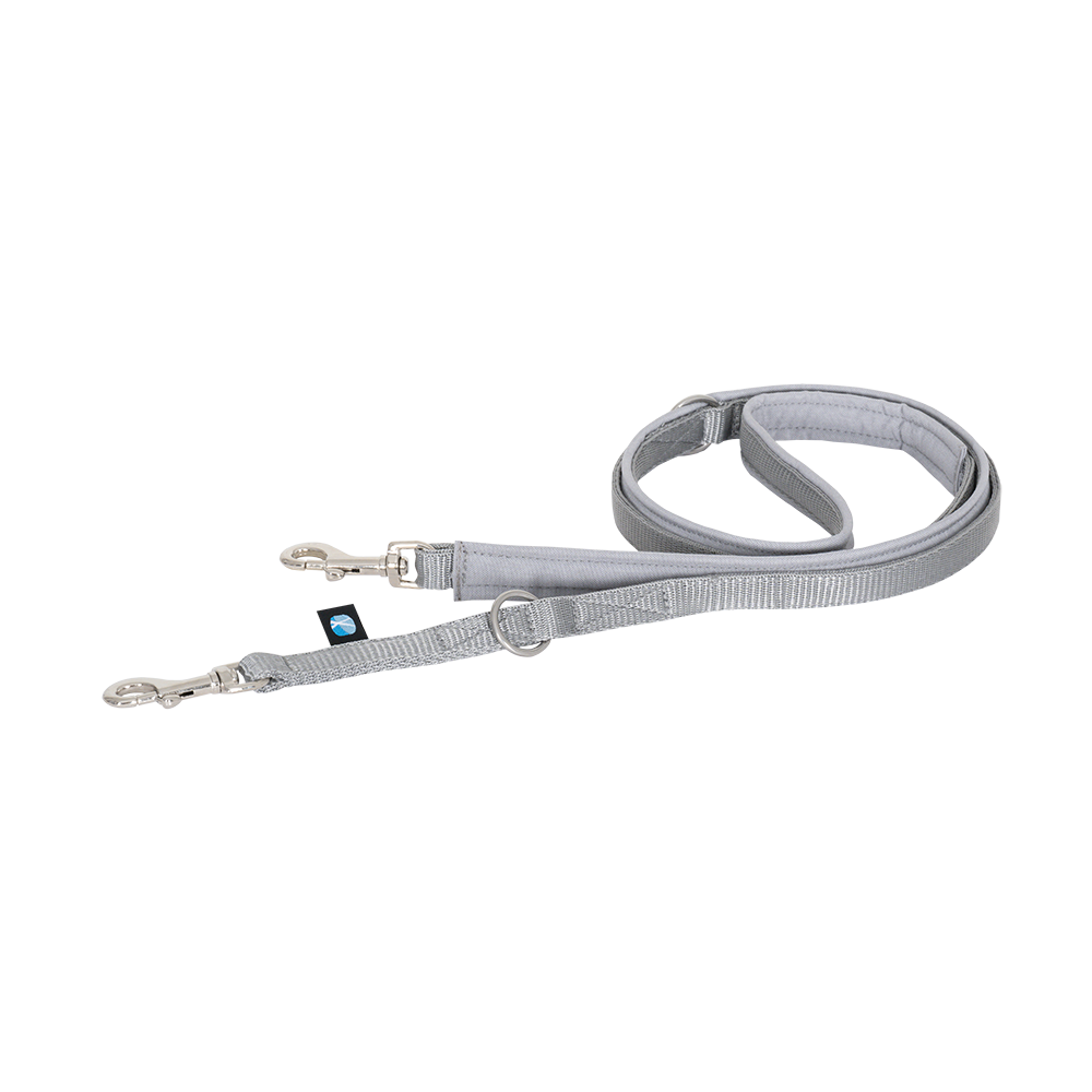 Anny·X Führleine Bolt Fun | verstellbare Hundeleine | gepolsterte Leine mit Bolzenkarabiner | Größe Middle - Farbe Grau-Silber