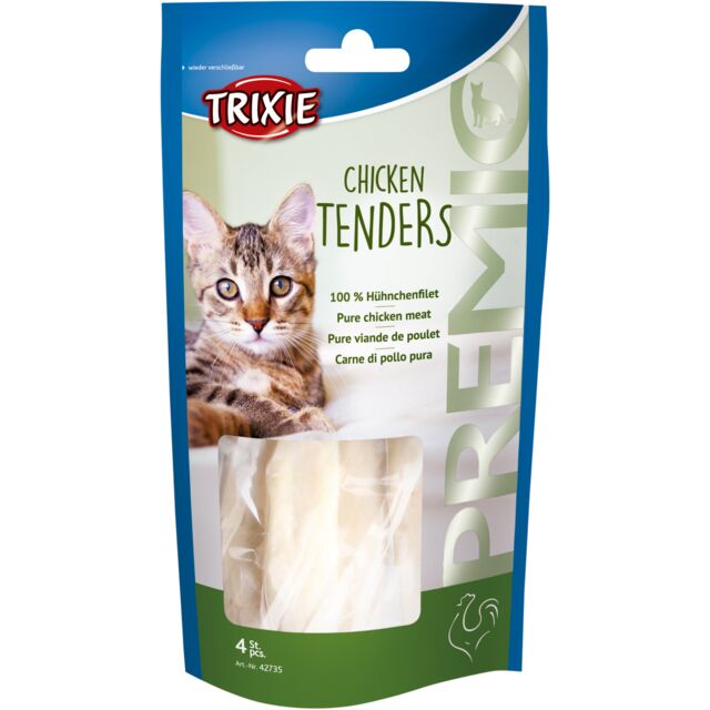 Trixie Premio Tenders Hühnerbrust | 100 % Hühnerbrust, dampfgegart | Einzelfutter Beutel 4 St. / 70 g