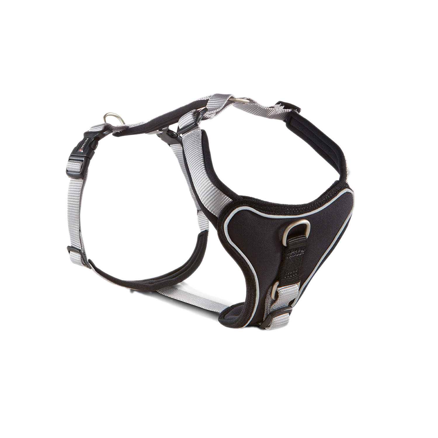 WOLTERS Professional Comfort Hundegeschirr | Brustgeschirr mit Neopren-Polsterung | Silber-Schwarz - Gr.-1 (27-32 cm) - Breite 15 mm