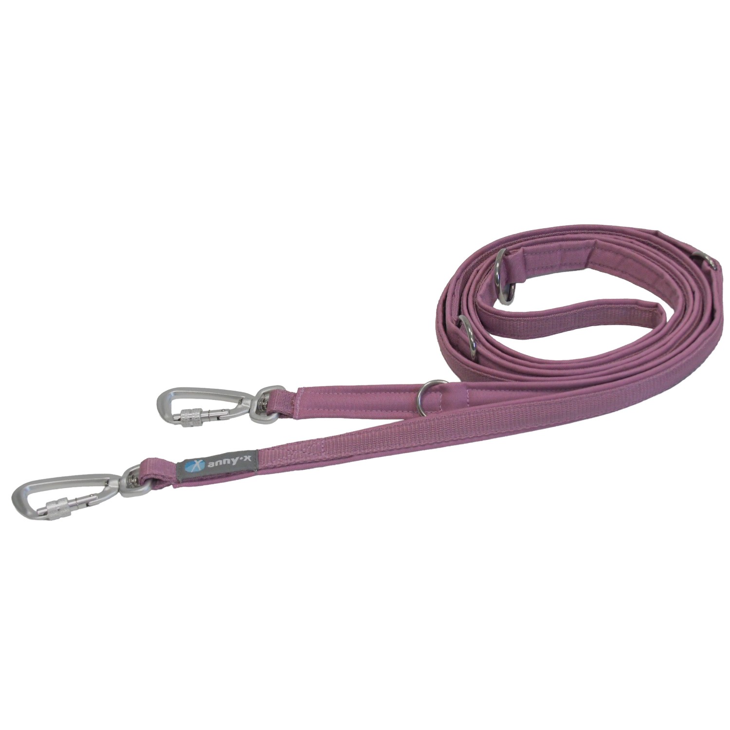 Anny·X Führleine Safety Fun Rosenholz | verstellbare, gepolsterte Hundeleine in Trendfarbe Wanderzeit | Länge 3 m - Breite 2 cm