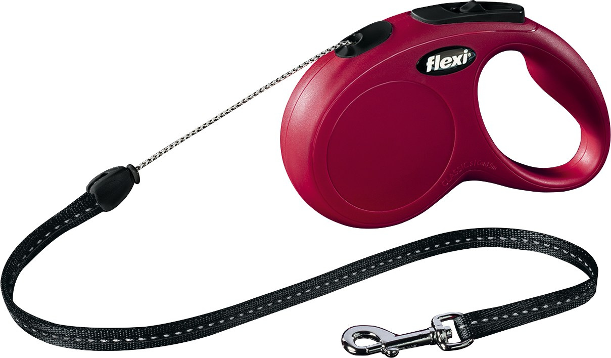 flexi® New Classic Leine | Rollleine für Hunde  | Farbe Rot | Seillänge 3 mtr. | Größe XS für Hunde bis 8 kg