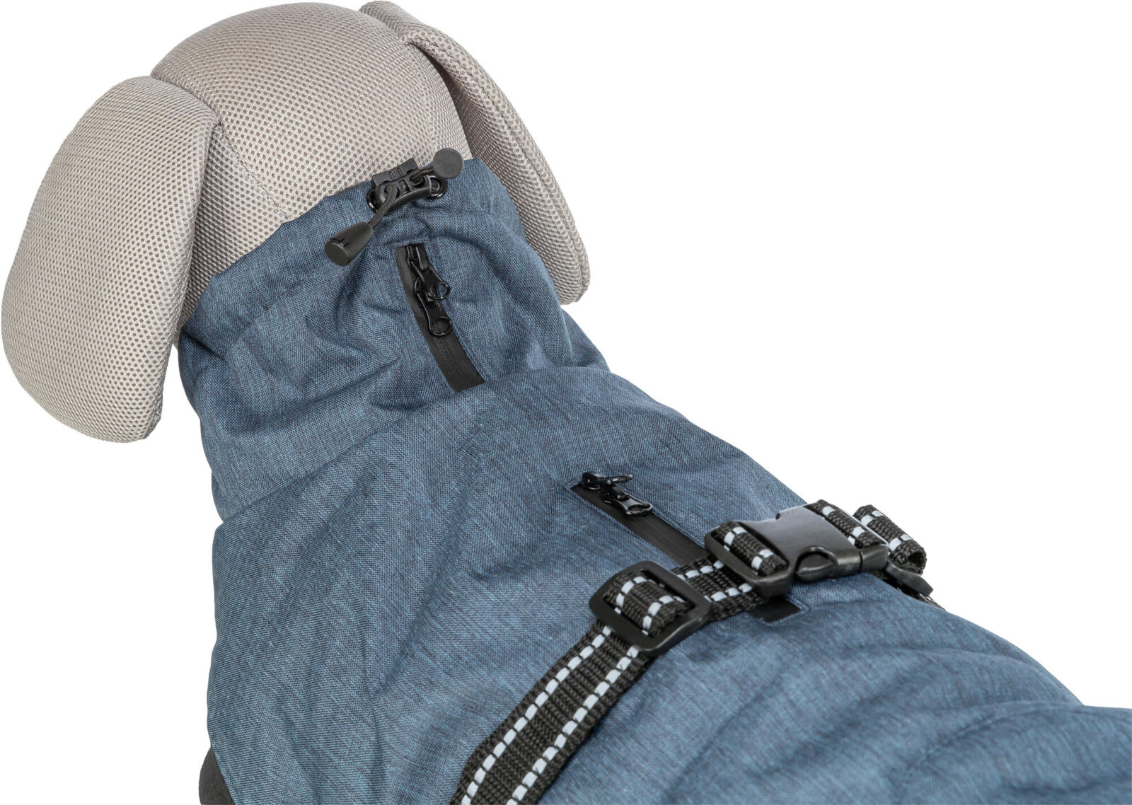 TRIXIE Wintermantel Riom | Wintermantel für Hunde – warm, wasserdicht | Farbe Dunkelblau | Gr. L 62 cm Rückenlänge