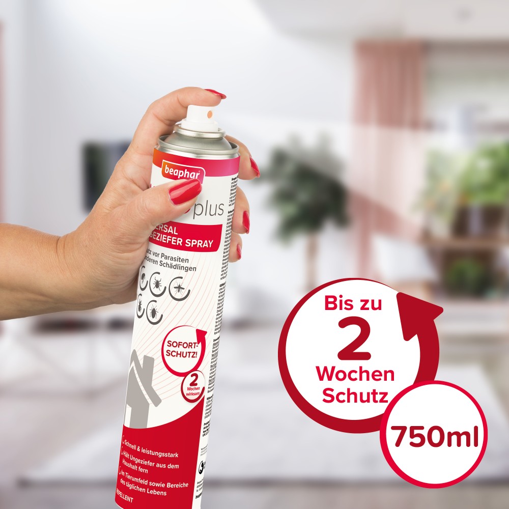 Beaphar VETOplus Universal Ungeziefer Spray | zur Behandlung von Schlafplätzen, Teppichen, Laufwegen, Möbeln | Dose 750 ml