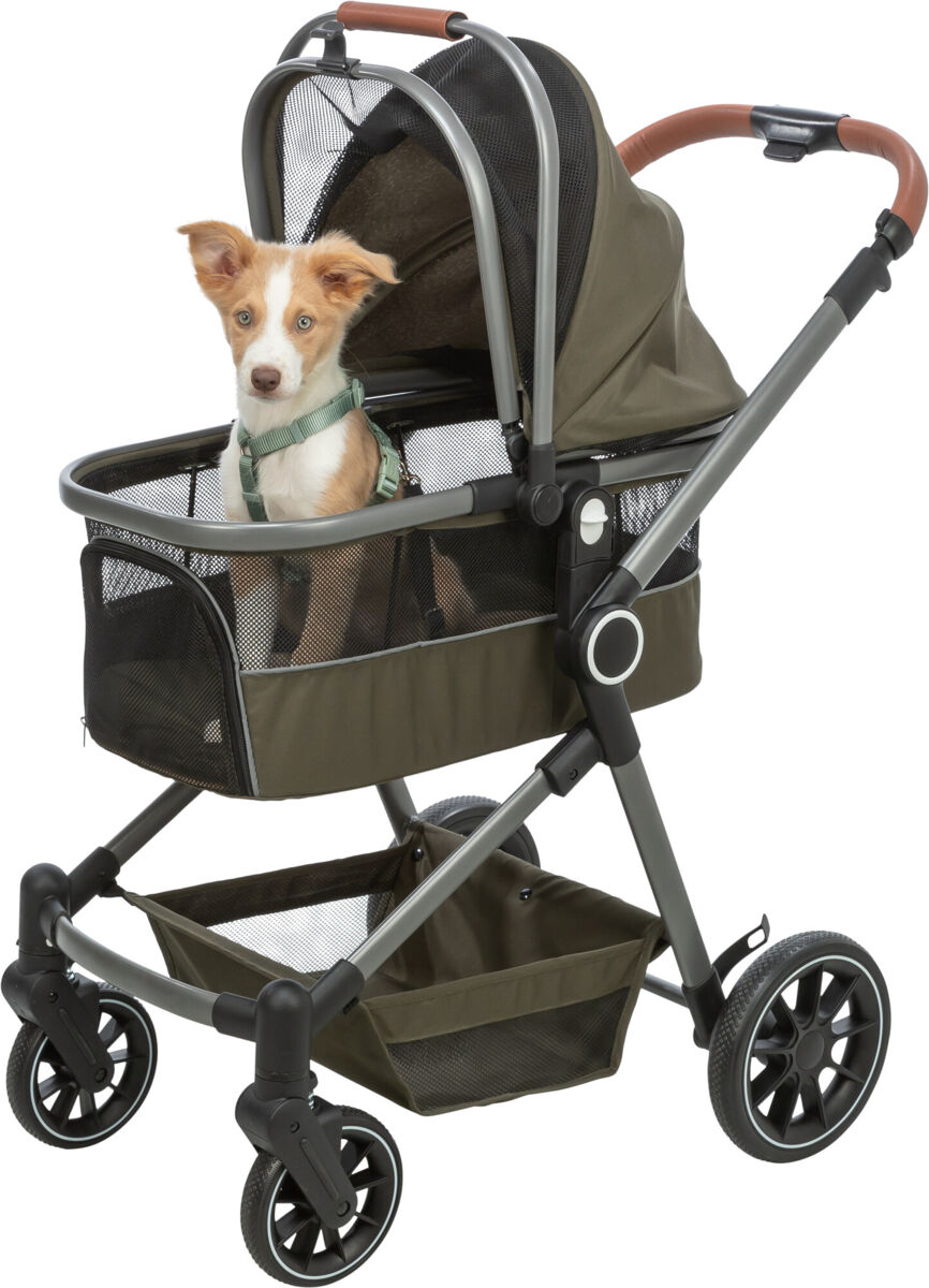 TRIXIE Hunde-Buggy für Hunde & Katzen bis 22 kg | Komfortabel unterwegs | mit Wetterschutz