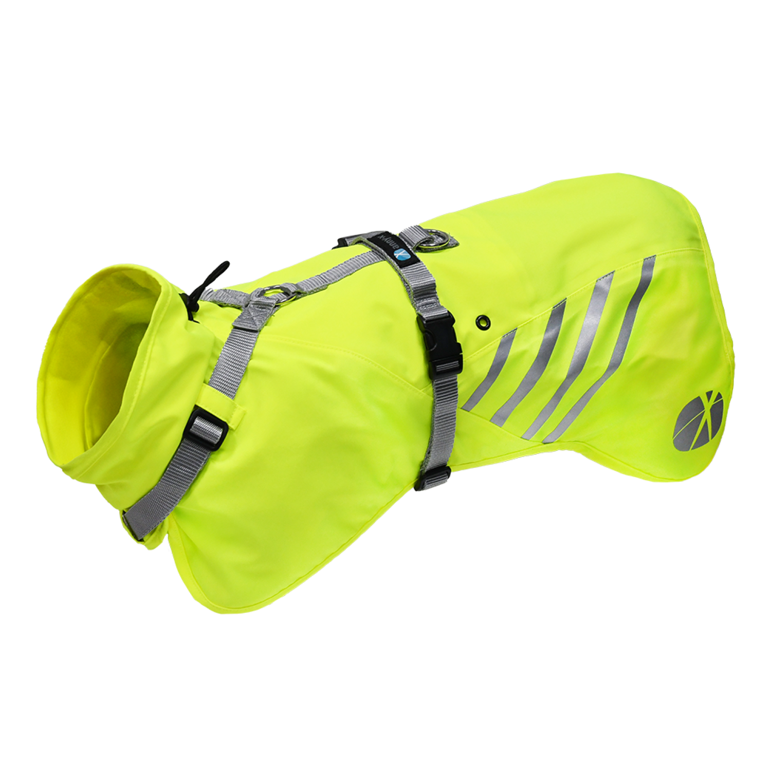 Anny-X Mantelgeschirr Lightning Leuchtgelb| Hundegeschirr mit integriertem Regenschutz | Gr. L | 68 cm