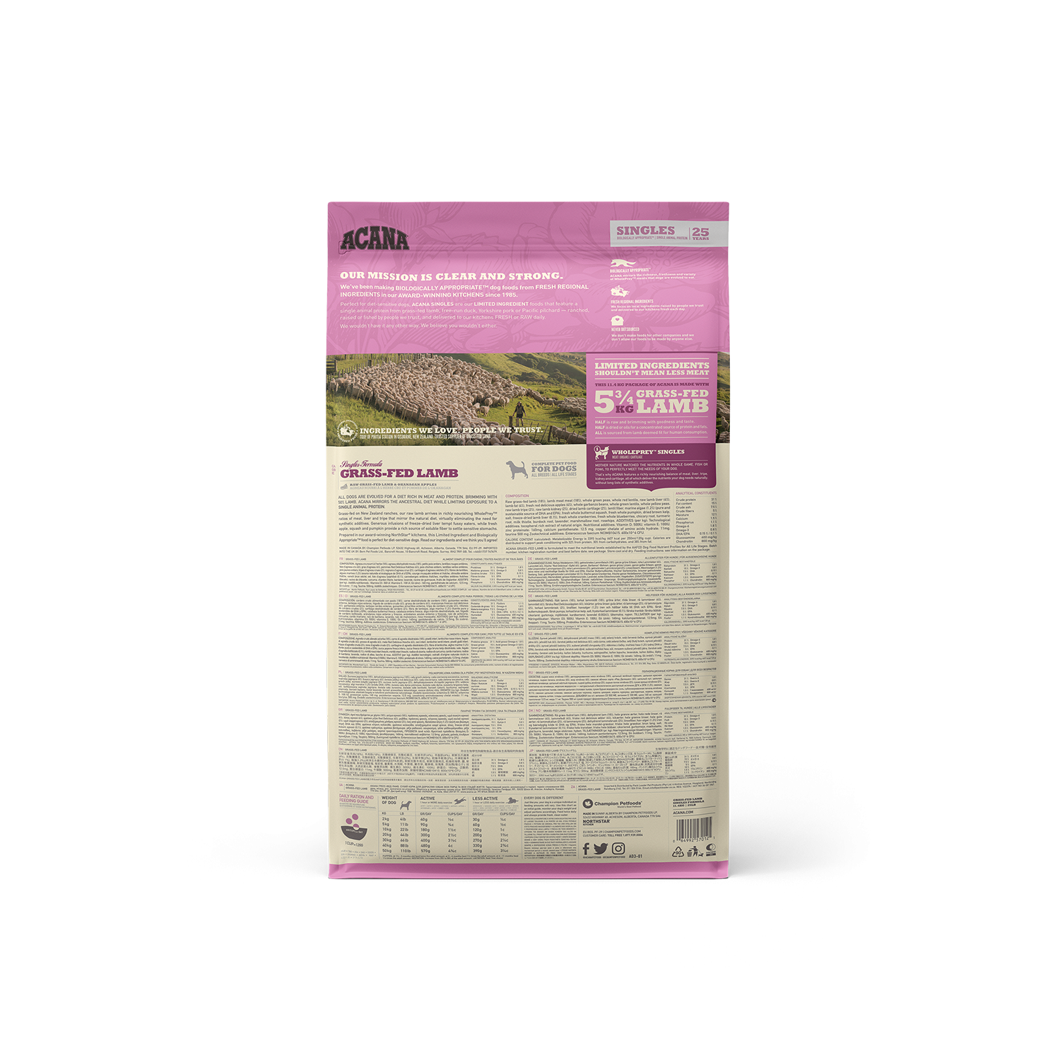 ACANA™ Dog Grass-Fed Lamb | Alleinfuttermittel für ausgewachsene Hunde | 11,4 kg