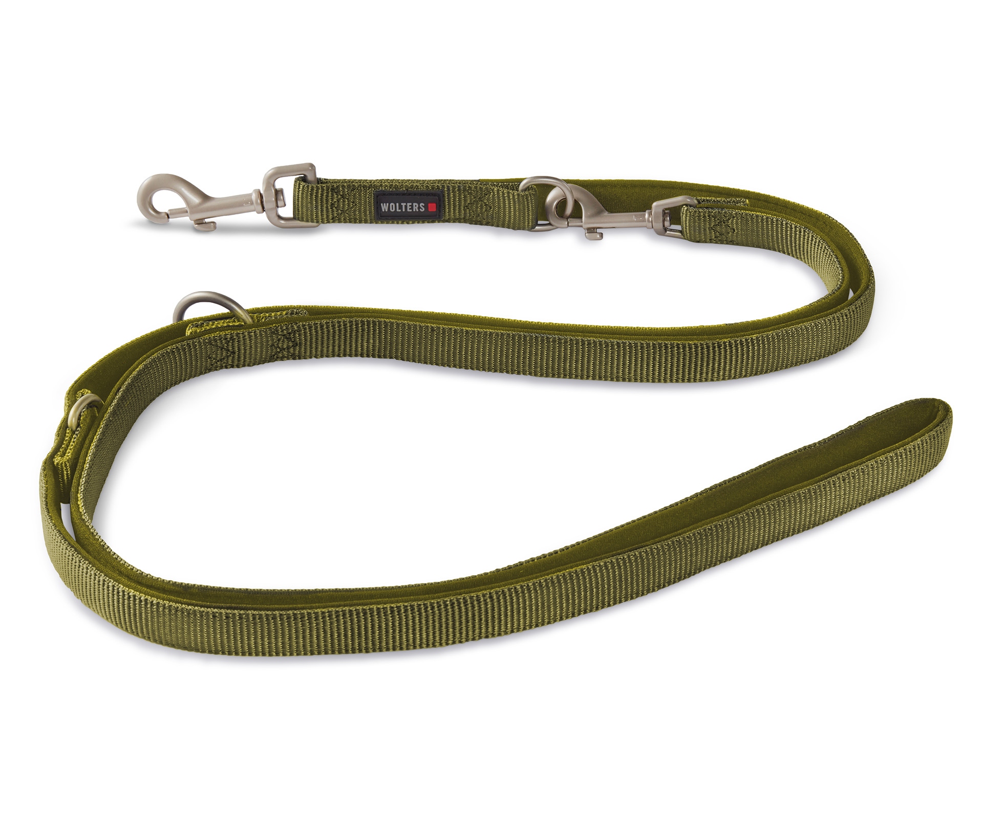 WOLTERS Professional Comfort Führleine Olive | dreifach verstellbar, extra gepolstert | Größe M-Xtra Lang (300 cm x 1,5 cm)