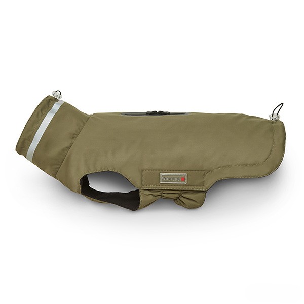 Wolters Outdoorjacke Modern Classic | Hundejacke die perfekt schützt bei Kälte und Nässe | Oliv - Gr. 28 (Rückenlänge 27 - 29 cm)