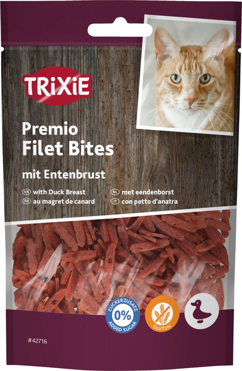 Trixie Premio Filets Bites mit Entenbrust | Schmackhafter Snack für Katzen | Ergänzungsfutter Beutel 50 g