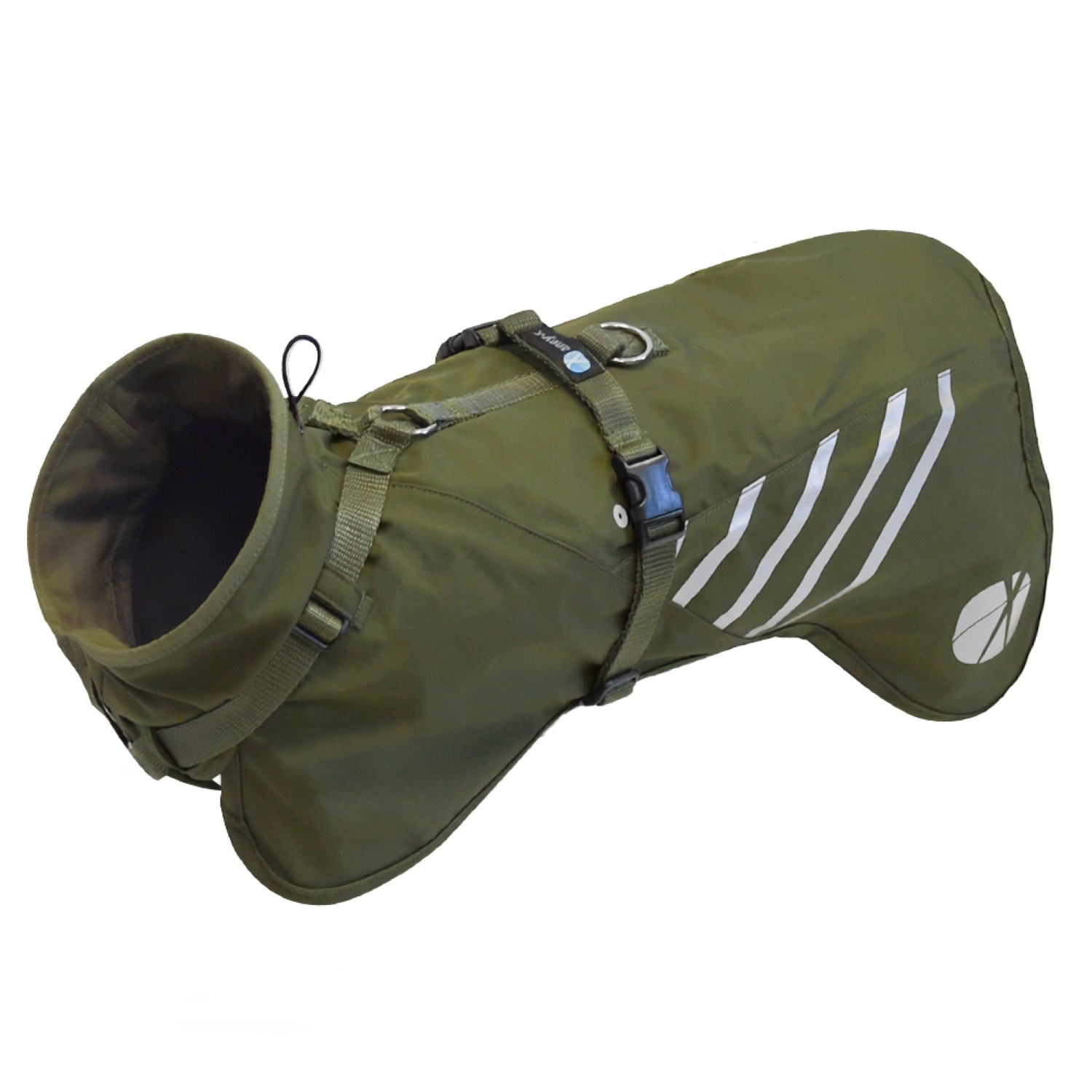 Anny-X Mantelgeschirr Storm Oliv | Geschirr mit integriertem Regenschutz | Gr. XS (Rückenlänge 34 cm)