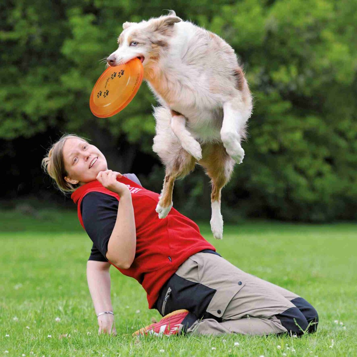 Trixie Dog Disc, Kunststoff Frisbee für Hunde | Frisbee-Spaß für Hund und Halter | Orange Ø 19 cm