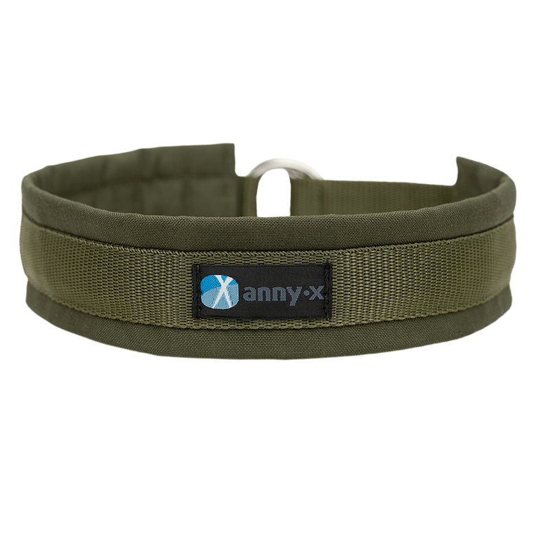 Anny·x Zugstopphalsband Fun Oliv-Oliv | Bequemer Sitz ohne Schliessen | Größe 2 (27-33 cm)