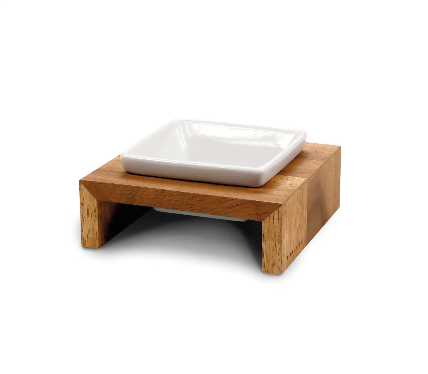 Wolters Meshidai True Einzelnapf | Holzgestell mit Futterschale aus Keramik | Farbe Teak - Einzelnapf 0,2 l